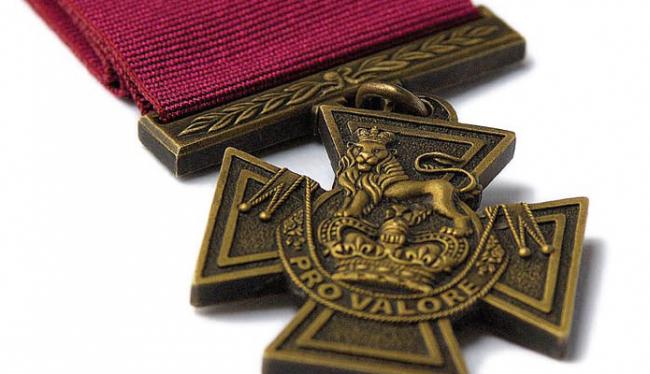 A photograph of a Victoria Cross.