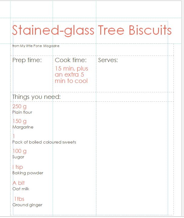 A screen shot showing the ingredients for the recipe.