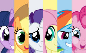 A picture made up of slits, each showing part of one of the Mane Six.