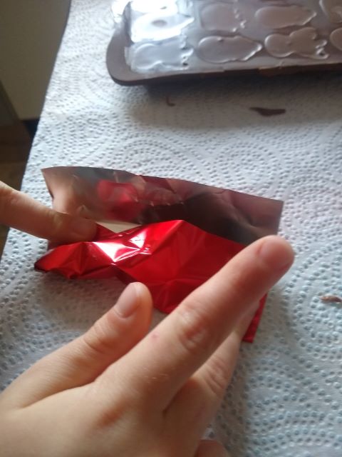 A photo of the chocolates being wrapped.