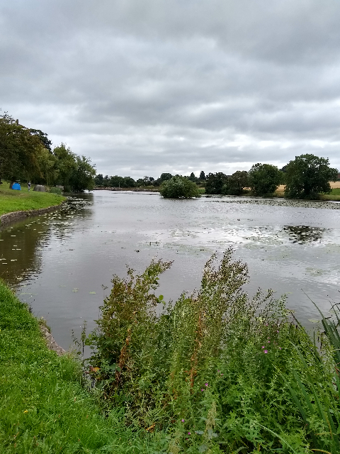 A photo of the view across a large pond.